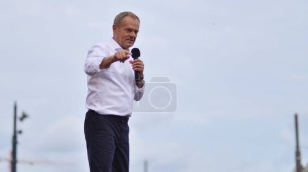 Photo for Warsaw, Poland. 1 October 2023. Donald Tusk during of in the biggest demonstrations seen in Poland since the fall of communism. March of a Million Hearts. - Royalty Free Image