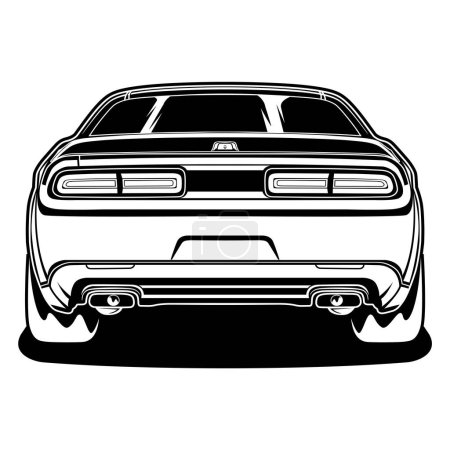 Illustration for Black and White view car vector illustration for conceptual design - Royalty Free Image