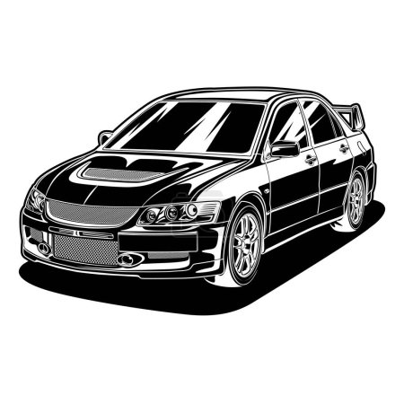 Schwarz-Weiß-Ansicht Auto Vektor Illustration für konzeptionelle Gestaltung