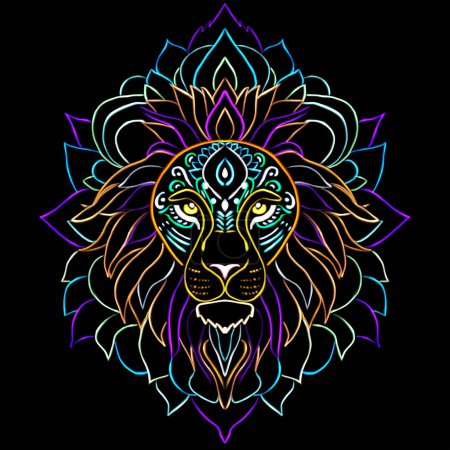 Téléchargez les photos : Majestueux Lion Mandala coloré - en image libre de droit