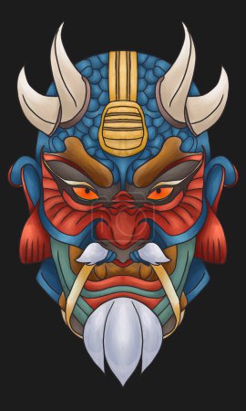 Bunte Samurai Krieger Geist Illustration 