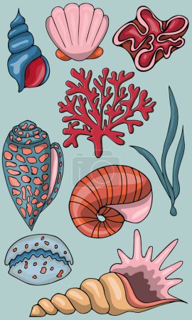 Illustration for Underwater sea life vector set - Royalty Free Image