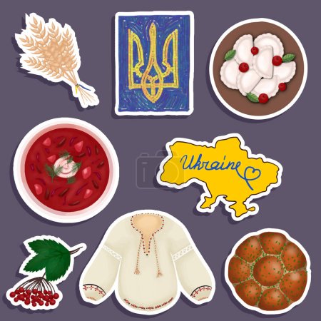 Téléchargez les illustrations : Ukraine autocollant culture art vecteur - en licence libre de droit