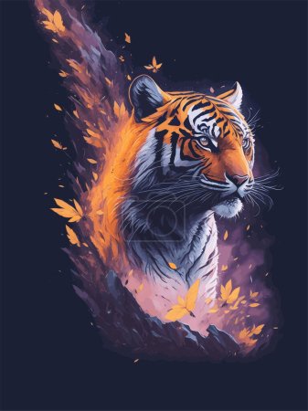 Illustration for Fantasy painting of a tiger. Vector art - Royalty Free Image