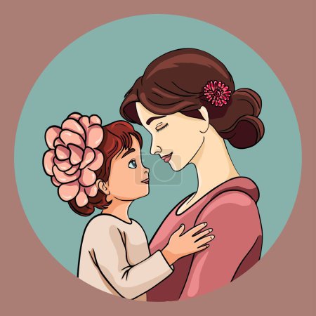 Illustration for Embrace of Love - Mothers Day Illustration - Royalty Free Image