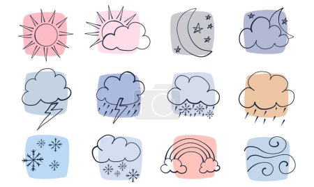 Ilustración de Un conjunto completo de iconos meteorológicos - Imagen libre de derechos