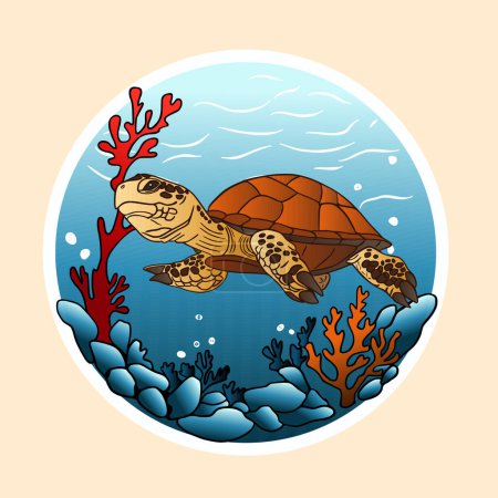 A Colourful Sea Turtle Adventures Under the Sea