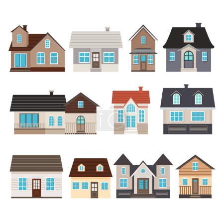Ilustración de Conjunto de casas vectoriales Simple y versátil - Imagen libre de derechos