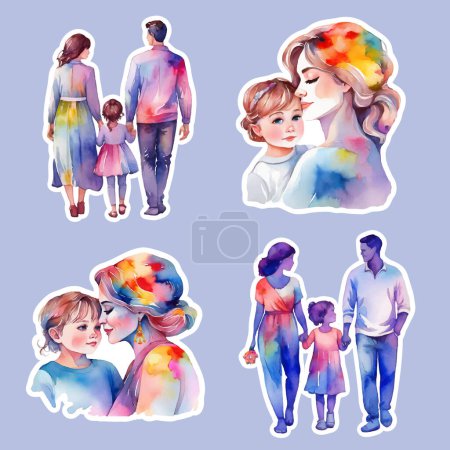 Happy Together A Watercolor Family Sticker