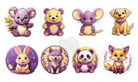 Enchanting Watercolour Animal Sticker in Lilac and Yellow