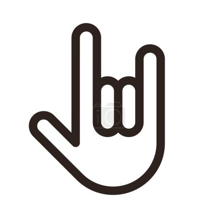 Téléchargez les illustrations : Rock and roll signe à la main. Rock signe geste de la main de concert. icône vectorielle de trait plat. - en licence libre de droit