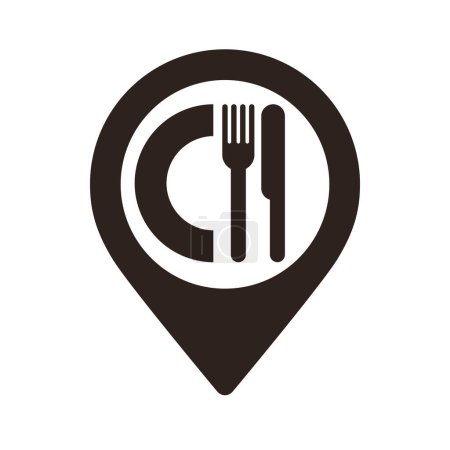 Ilustración de Restaurante mapa pin, Restaurante ubicación pin. Símbolo de ubicación de restaurante GPS para aplicaciones y sitios web aislados en fondo blanco - Imagen libre de derechos