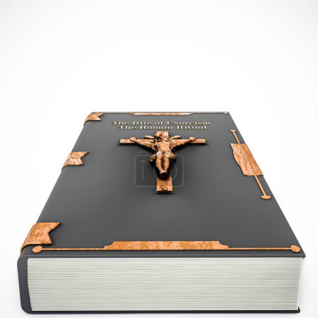 Téléchargez les photos : Livre d'exorcisme isolé sur fond blanc illustration 3d - en image libre de droit