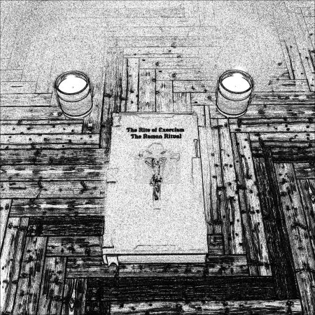Foto de Libro de exorcismo aislado sobre fondo blanco 3d ilustración - Imagen libre de derechos
