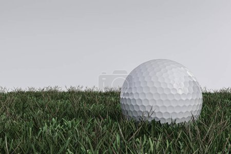 Téléchargez les photos : Golf ball on green grass 3d illustration - en image libre de droit