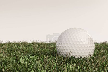 Téléchargez les photos : Balle de golf sur vert isolé sur fond blanc illustration 3d - en image libre de droit