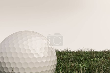 Téléchargez les photos : Balle de golf sur vert isolé sur fond blanc illustration 3d - en image libre de droit
