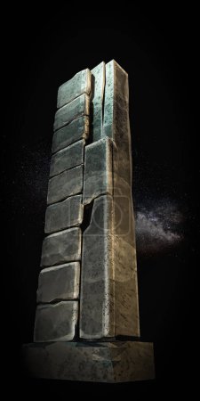 Photo for Ancient obelisk under a starry sky 3d illustration - Royalty Free Image