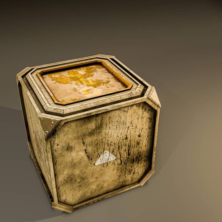 Foto de Caja de almacenamiento de ciencia ficción aislado sobre fondo gris 3d ilustración - Imagen libre de derechos