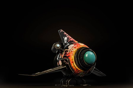 Photo for Spaceship fighter isolated on black background 3d illustration - Royalty Free Image