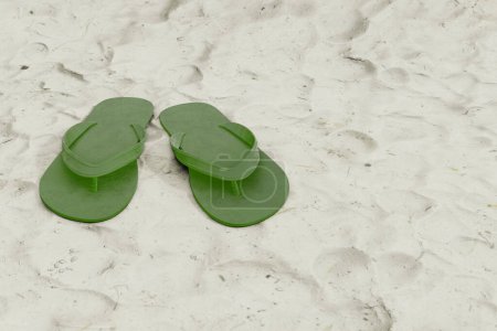 Photo for Flip flops on beach sand 3d illustration - Royalty Free Image
