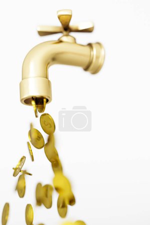 Photo for Golden faucet isolated on white background 3d illustratin - Royalty Free Image