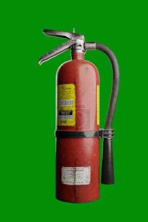 Foto de Extintor de incendios aislado sobre fondo verde 3d ilustración - Imagen libre de derechos