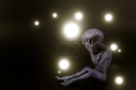 Foto de Extranjero aislado sobre fondo negro 3d ilustración - Imagen libre de derechos
