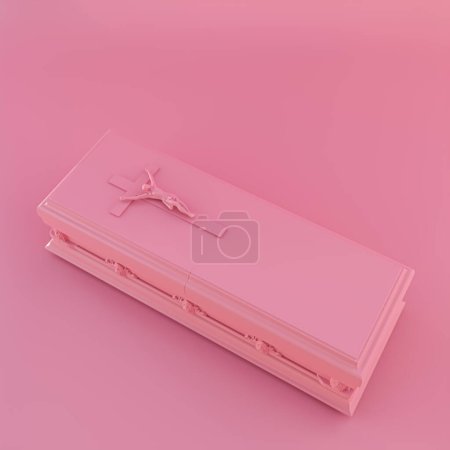 Foto de Ataúd rosa aislado sobre fondo rosa 3d ilustración - Imagen libre de derechos