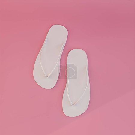 Photo for White flip flops isolated on pink background 3d illustration - Royalty Free Image