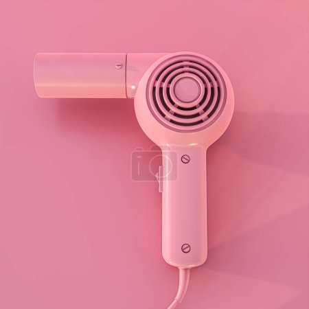Photo for Pink hairdryer isolated on pink background 3d illustration - Royalty Free Image