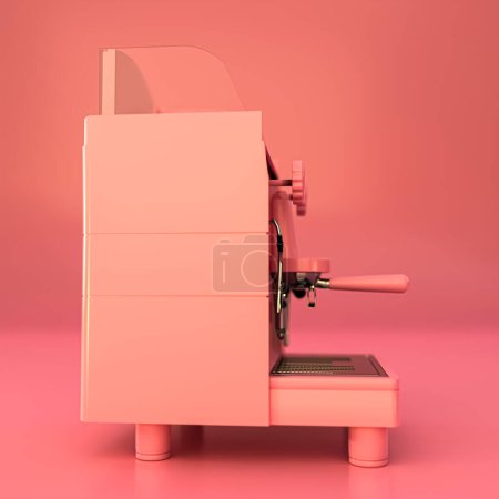 Téléchargez les photos : Machine à café rose isolé sur fond rose illustration 3d - en image libre de droit