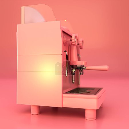 Photo for Pink coffee machine isolated on pink background 3d illustration - Royalty Free Image