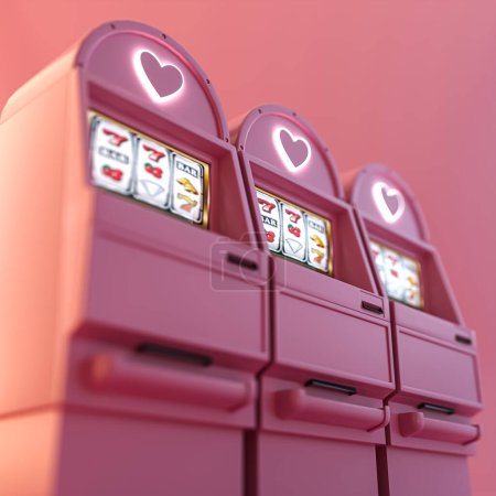Téléchargez les photos : Machine à sous isolé sur fond rose illustration 3d - en image libre de droit
