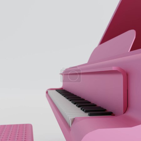Téléchargez les photos : Piano à queue rose isolé sur fond blanc illustration 3d - en image libre de droit