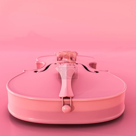 Photo for Pink violin isolated on pink background 3d illustration - Royalty Free Image