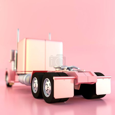 Photo for American toy truck isolated on pink background 3d illustration - Royalty Free Image