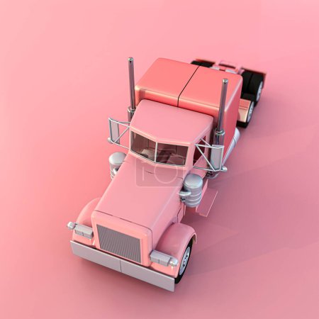 Photo for American toy truck isolated on pink background 3d illustration - Royalty Free Image