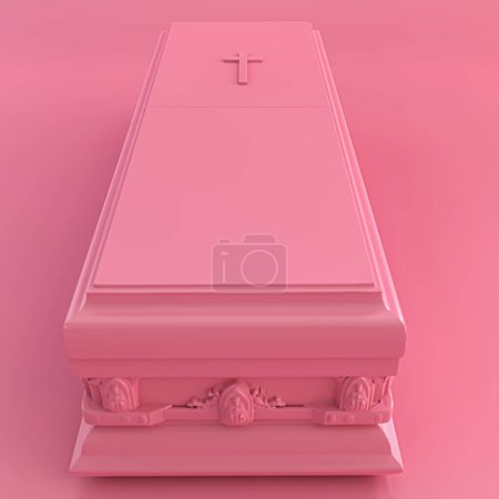 Photo for Pink coffin isolated on pink background 3d illustration - Royalty Free Image