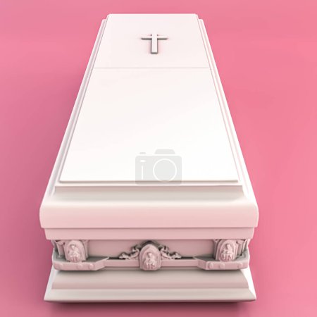 Photo for White coffins isolated on pink background 3d illustration - Royalty Free Image