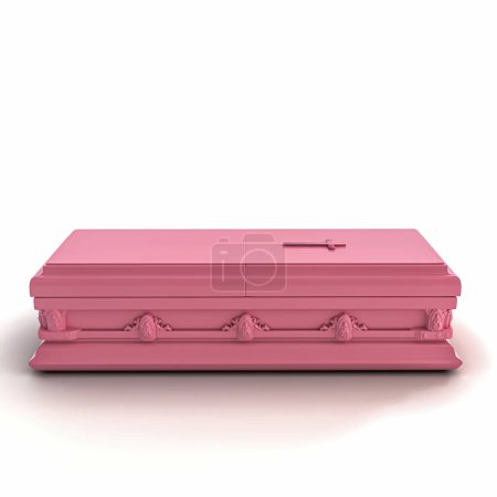 Téléchargez les photos : Cercueil rose isolé sur fond blanc illustration 3d - en image libre de droit