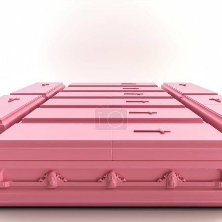 Foto de Ataúdes de color rosa aislados sobre fondo blanco 3d ilustración - Imagen libre de derechos