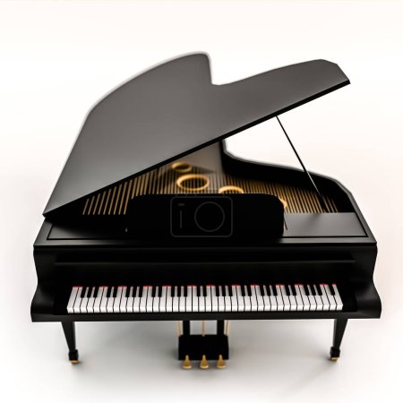 Photo for Grand piano isolated on white background 3d illustration - Royalty Free Image