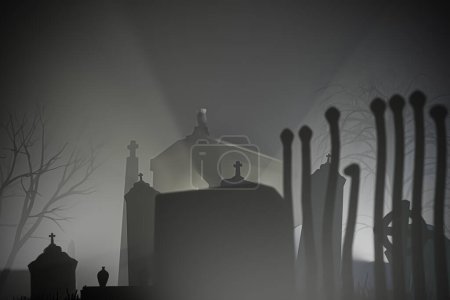 Foto de Viejo cementerio noche escena 3d ilustración - Imagen libre de derechos