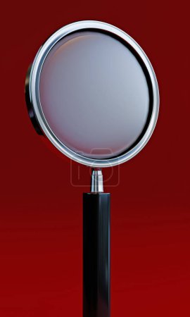 Photo for Magnifier isolated on red background 3d illustration - Royalty Free Image