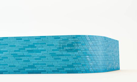 Téléchargez les photos : Mur de briques bleu isolé sur fond blanc illustration 3d - en image libre de droit