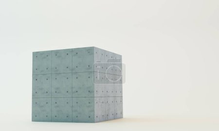 Téléchargez les photos : Cube de béton isolé sur fond blanc illustration 3d - en image libre de droit