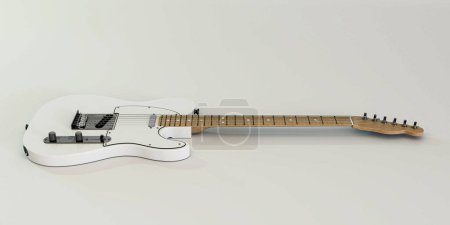 Photo for Electric guitar isolated on green background 3d illustration - Royalty Free Image
