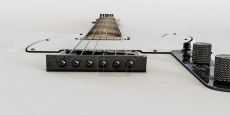 Téléchargez les photos : Electric guitar isolated on green background 3d illustration - en image libre de droit