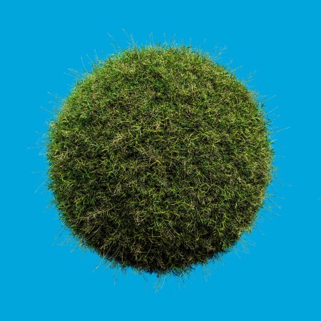 Photo for Grass ball isolated on blue background 3d illustration - Royalty Free Image